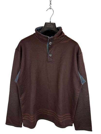 Felpa marrone con cappuccio e bottoni Vintage Stone Island - Taglia XL