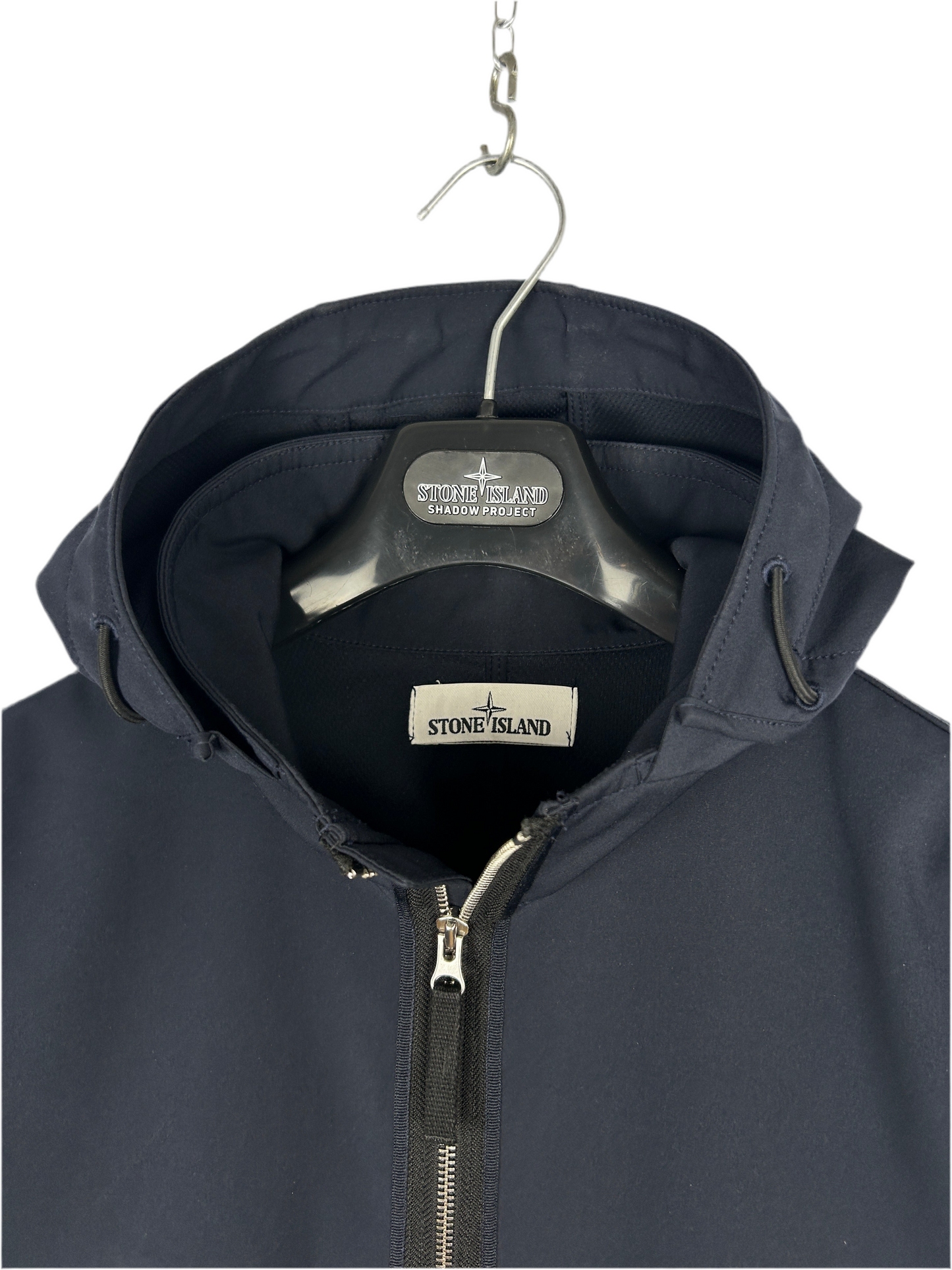 Giacca Light Soft Shell-R blu navy con zip e cappuccio Stone Island - Taglia XL
