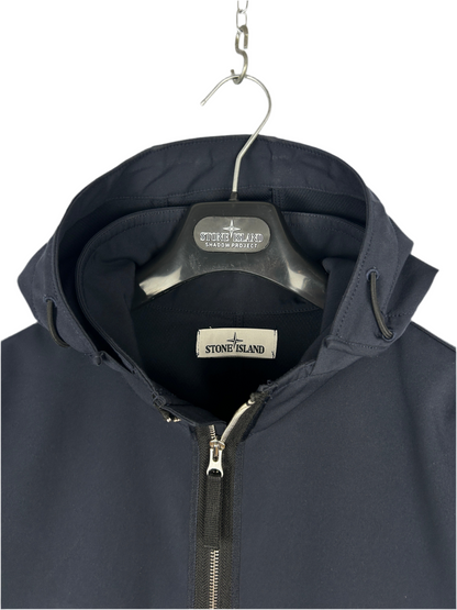 Giacca Light Soft Shell-R blu navy con zip e cappuccio Stone Island - Taglia XL