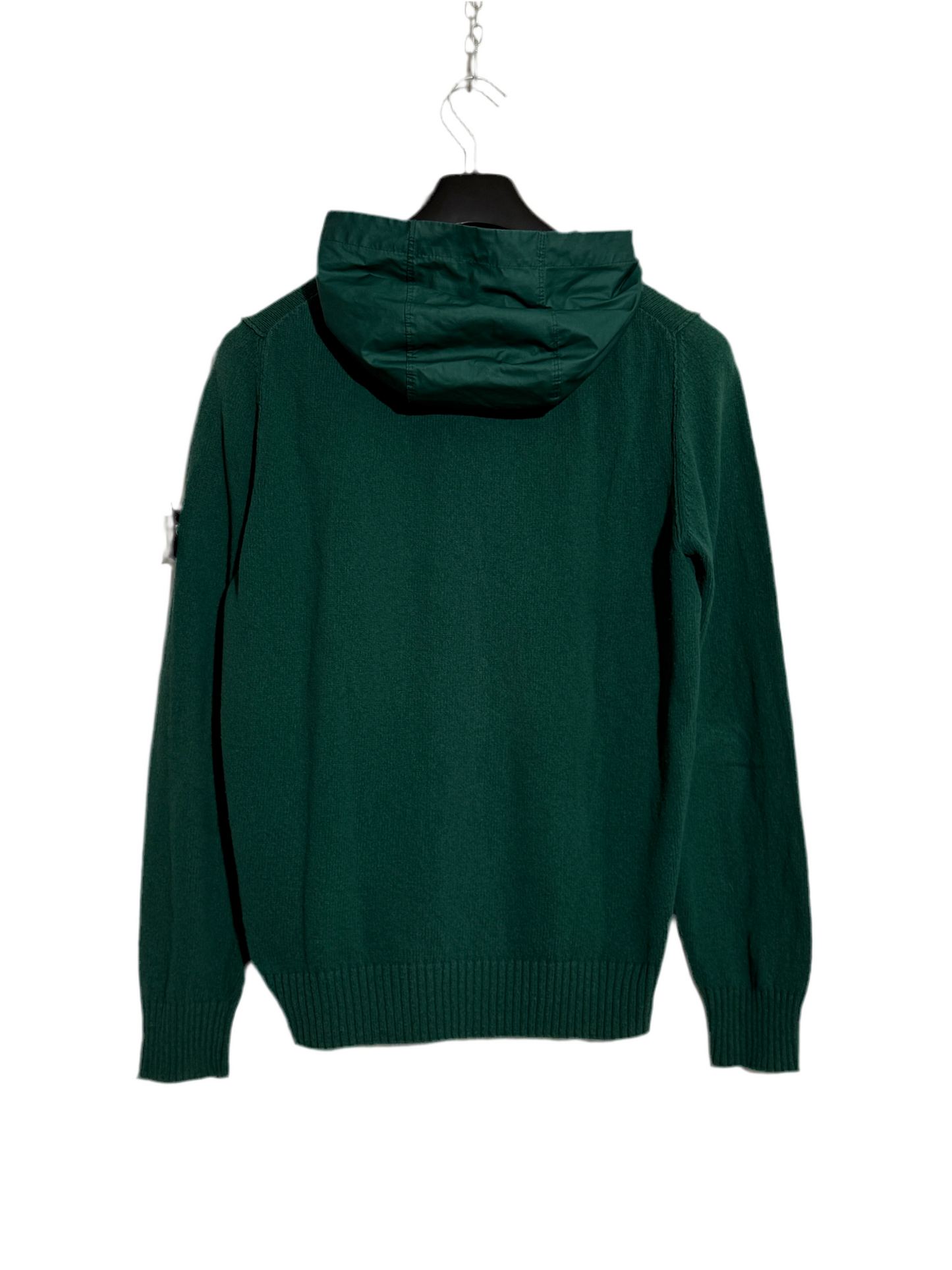 Felpa in maglia verde con zip e cappuccio vintage Stone Island - Taglia L