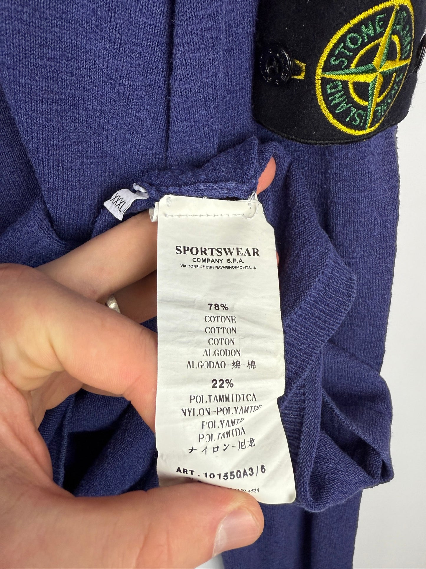 Maglione stile polo blu Stone Island - Taglia 3XL
