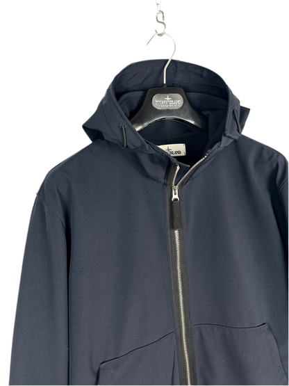 Giacca Light Soft Shell-R blu navy con zip e cappuccio Stone Island - Taglia XL