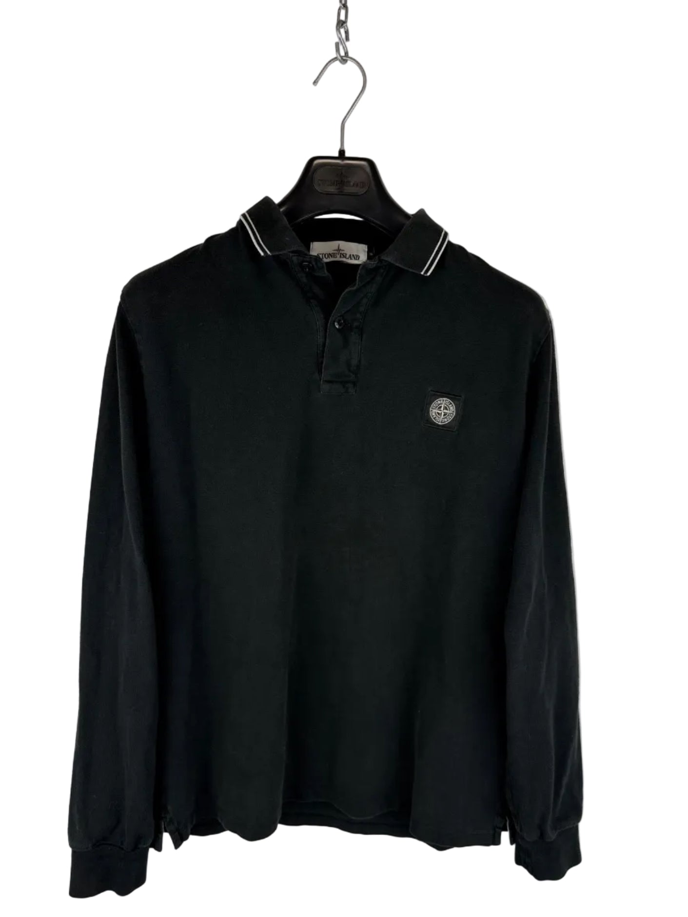 Polo nera a maniche lunghe Stone Island - Taglia XL