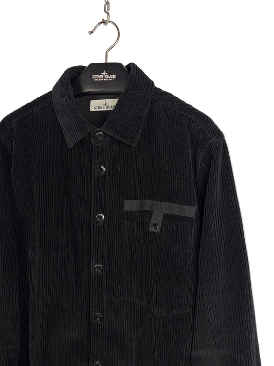 Overshirt corduroy nera con chiusura a zip Stone Island - Taglia L