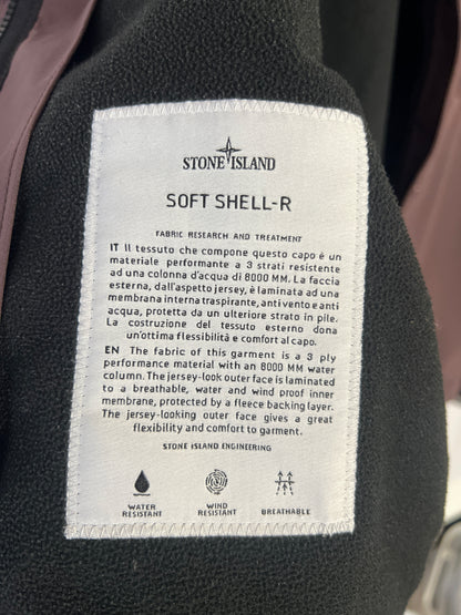 Giacca Soft Shell-R viola con zip e cappuccio a scomparsa Stone Island - Taglia M