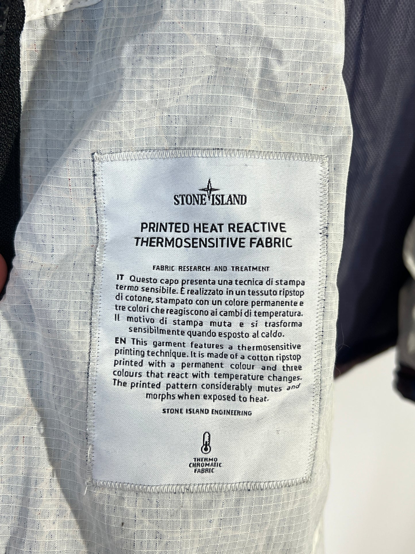 Giacca blu Stone Island Printed Heat Reactive Thermosensitive Fabric (nuova con cartellino) - Taglia L