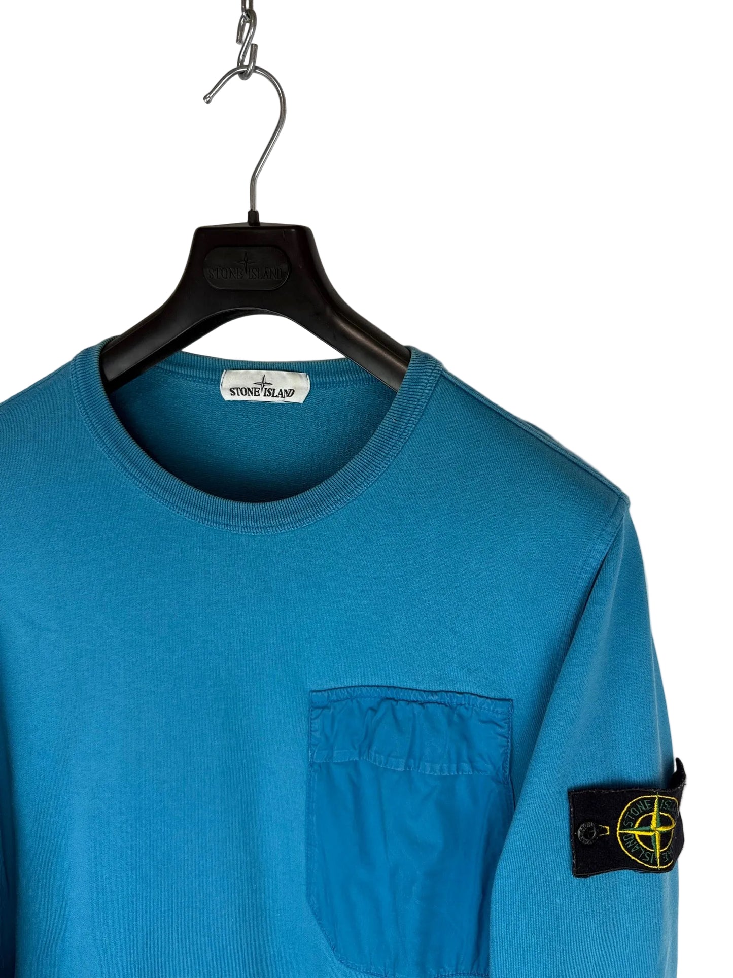 Felpa azzurra blu con taschino sul petto Stone Island - Taglia M