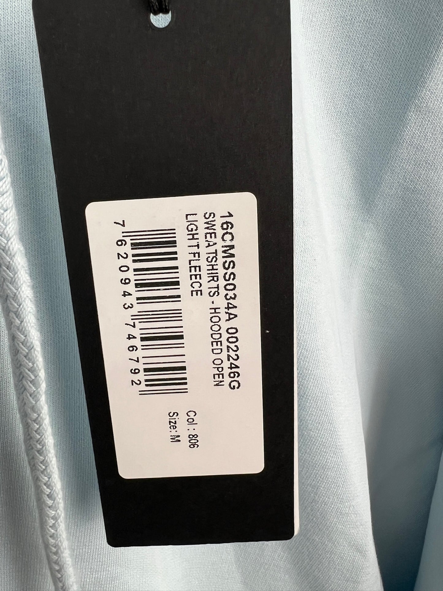 Felpa con zip e cappuccio azzurra C.P. Company (nuova con cartellino) - Taglia M