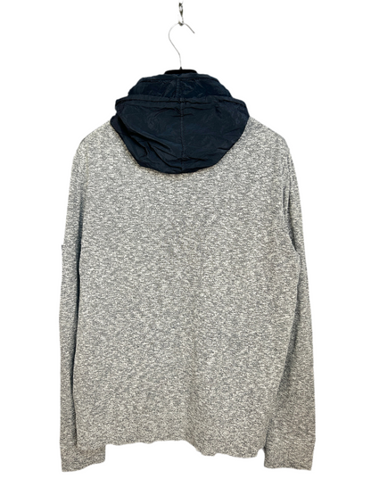 Felpa in maglia grigia con zip e cappuccio Stone Island - Taglia XXL