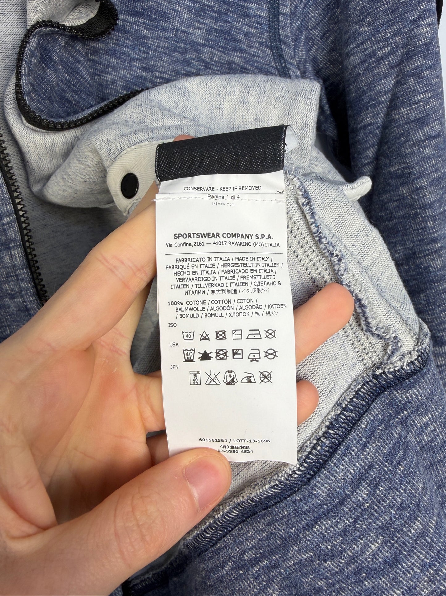 Felpa blu con zip e cappuccio Stone Island - Taglia L