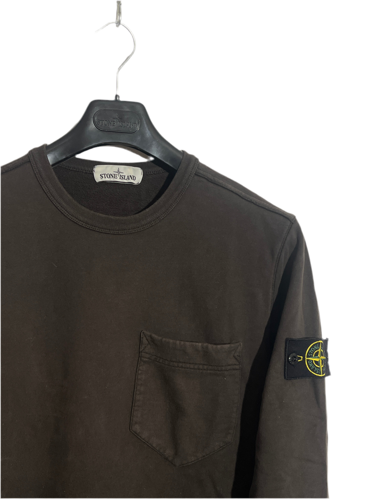 Felpa marrone con taschino sul petto Stone Island - Taglia L