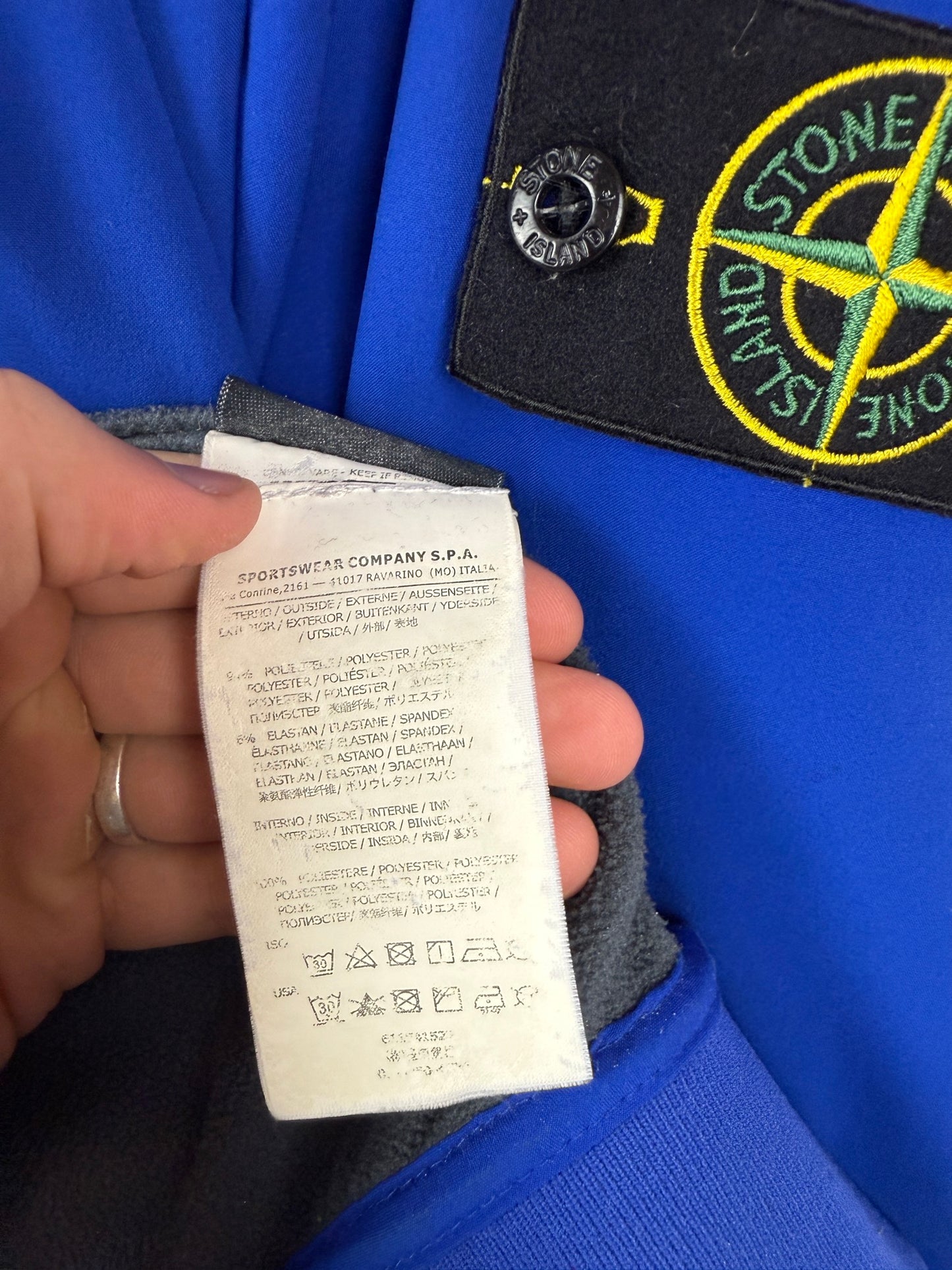 Giacca Soft Shell-R blu con zip e cappuccio Stone Island - Taglia XL