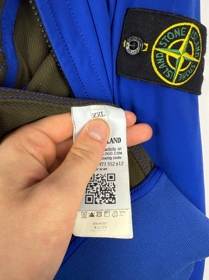 Giacca Light Soft Shell-R blu con zip e cappuccio Stone Island - Taglia XXL