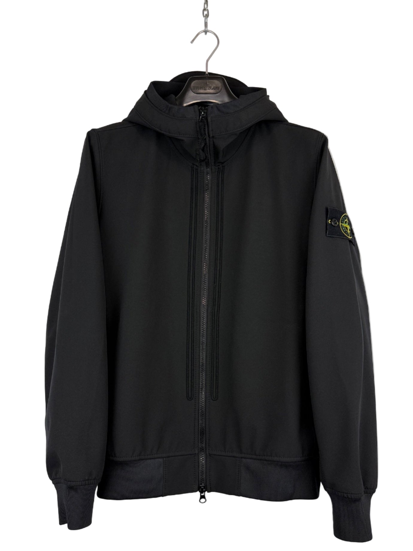 Giacca Light Soft Shell-R e.dye Technology nero con zip e cappuccio Stone Island - Taglia S