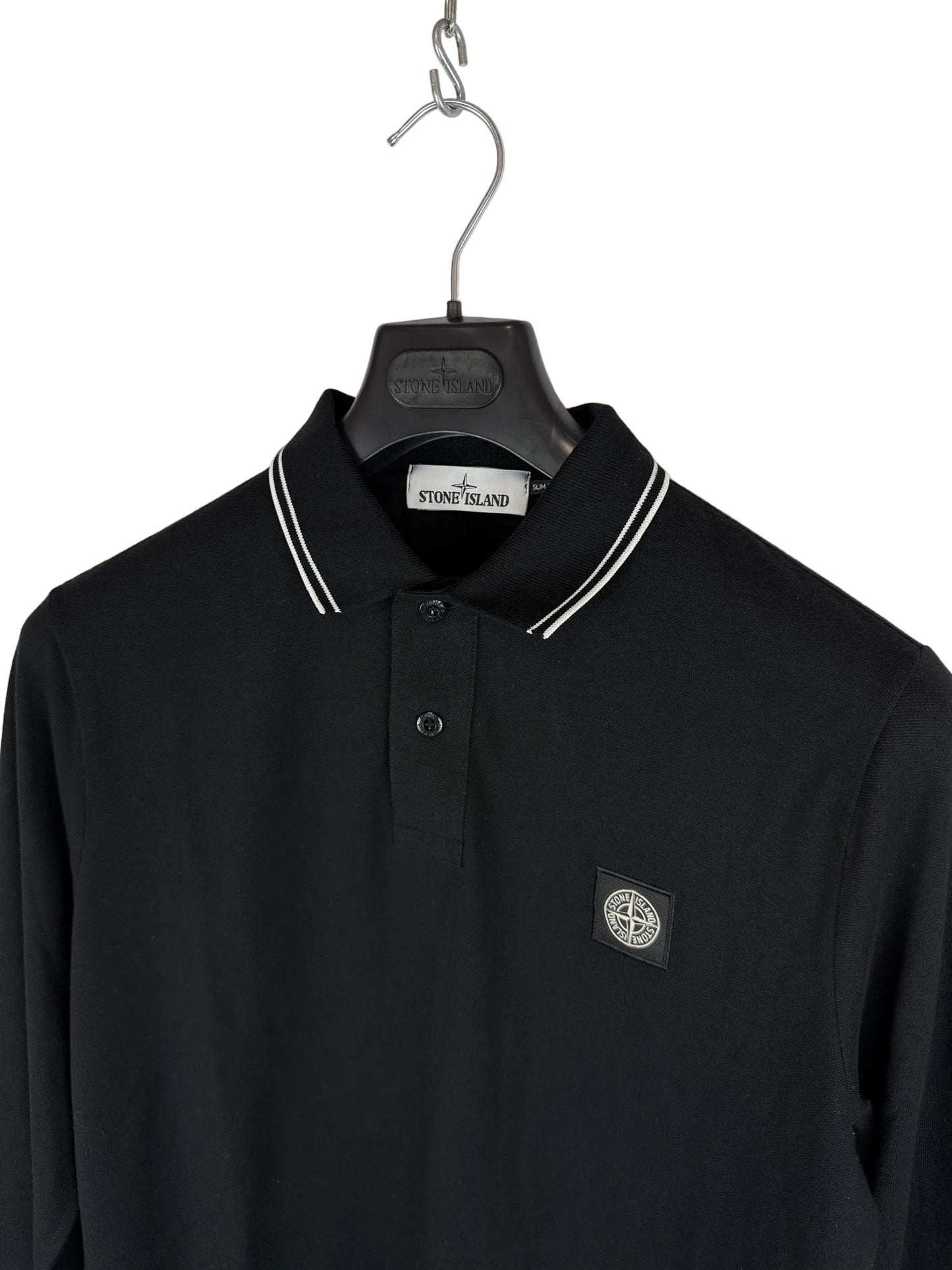 Polo nera a maniche lunghe Stone Island - Taglia L