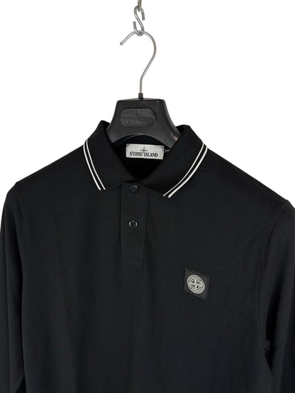 Polo nera a maniche lunghe Stone Island - Taglia L