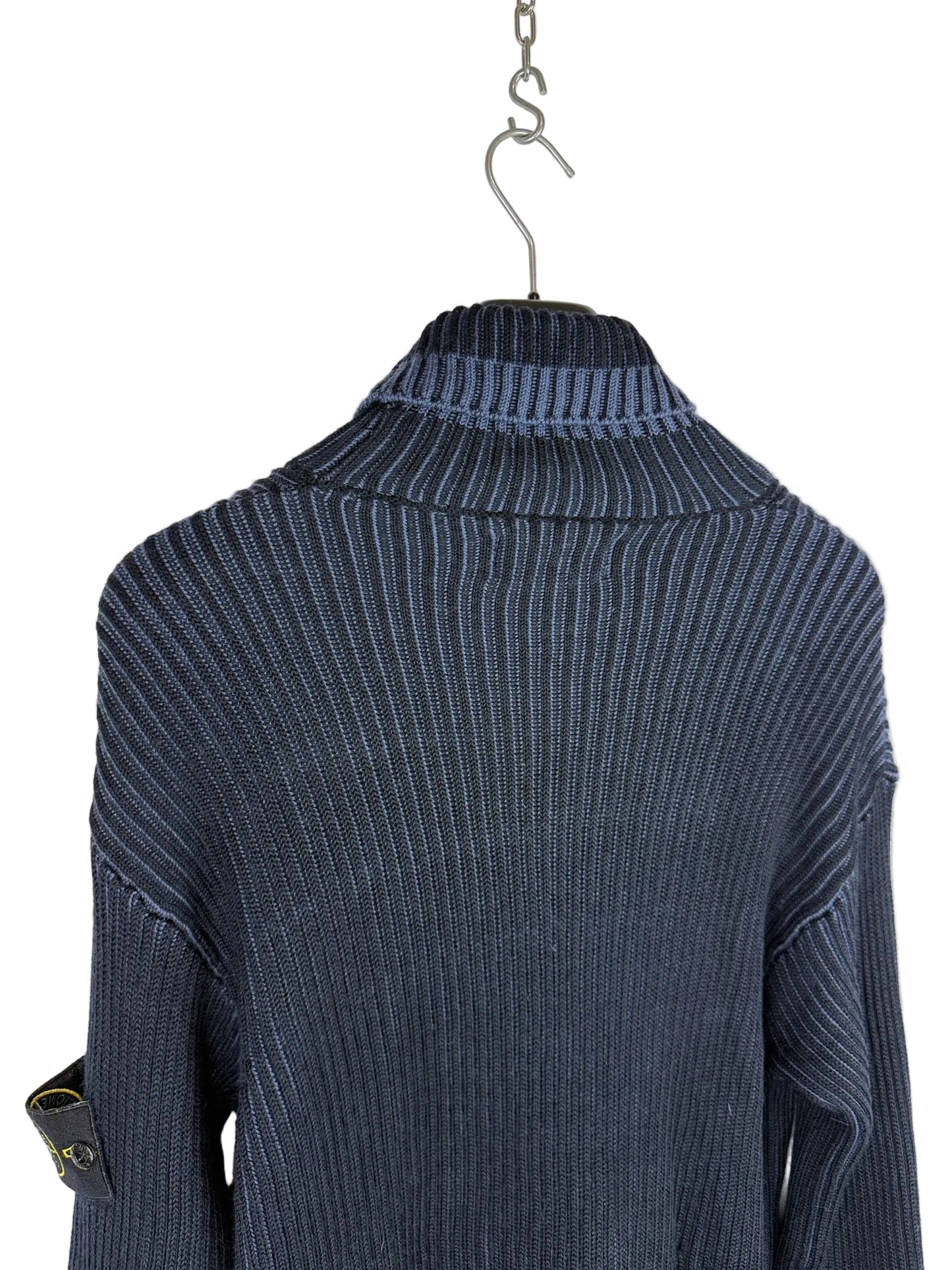 Maglione dolcevita a coste blu Stone Island - Taglia M