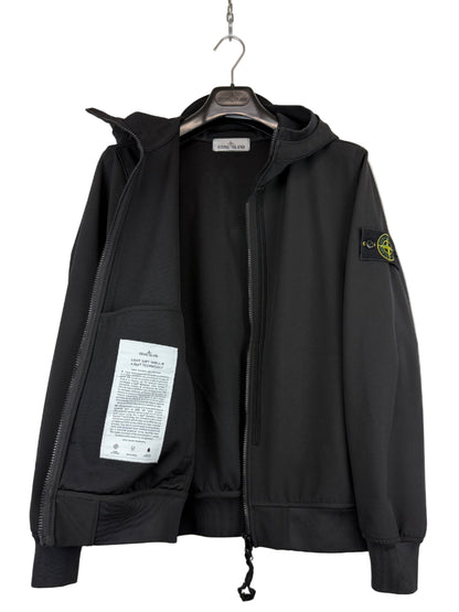 Giacca Light Soft Shell-R e.dye Technology nero con zip e cappuccio Stone Island - Taglia S
