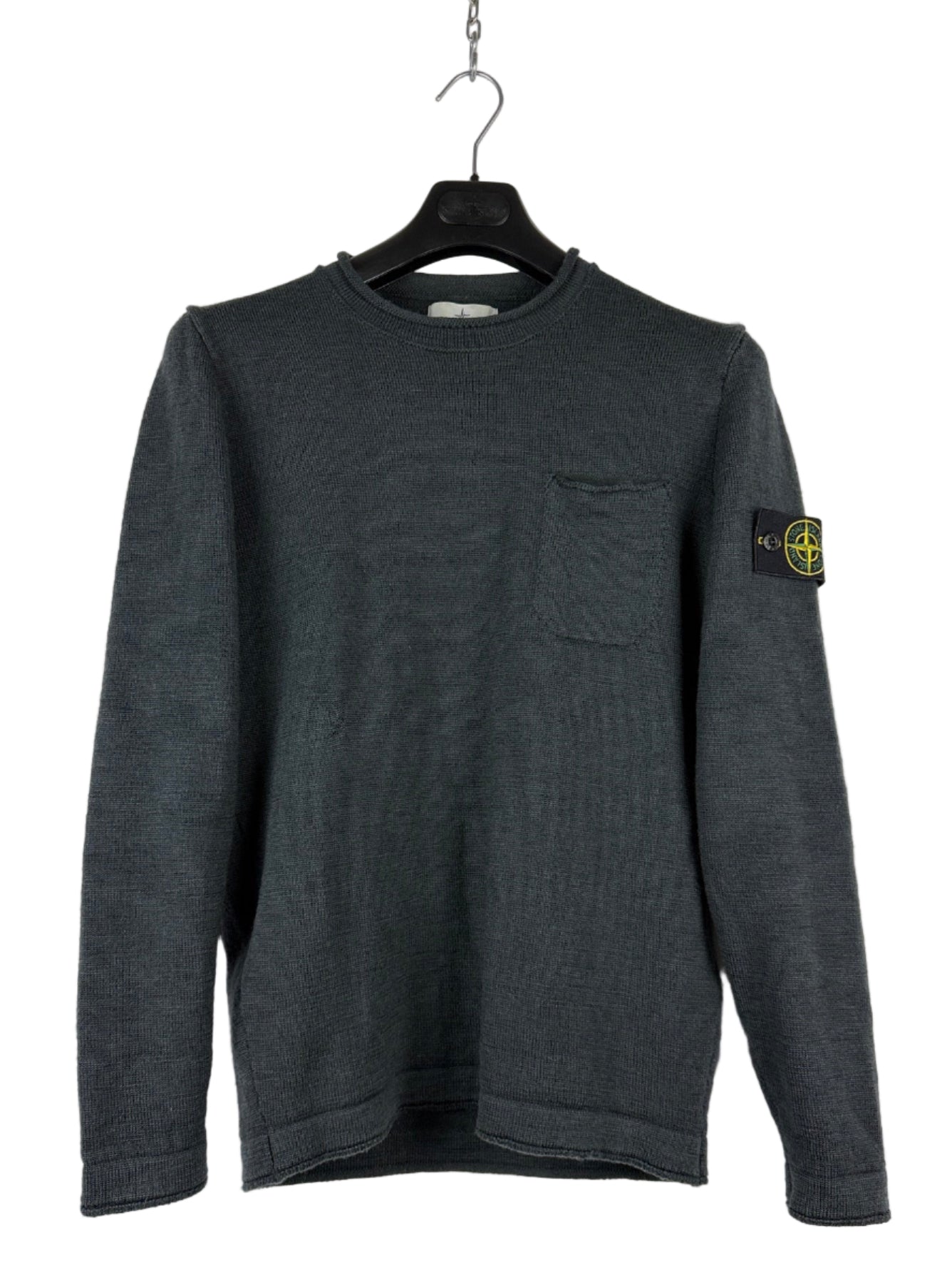 Maglione blu con taschino in lana Stone Island - Taglia M