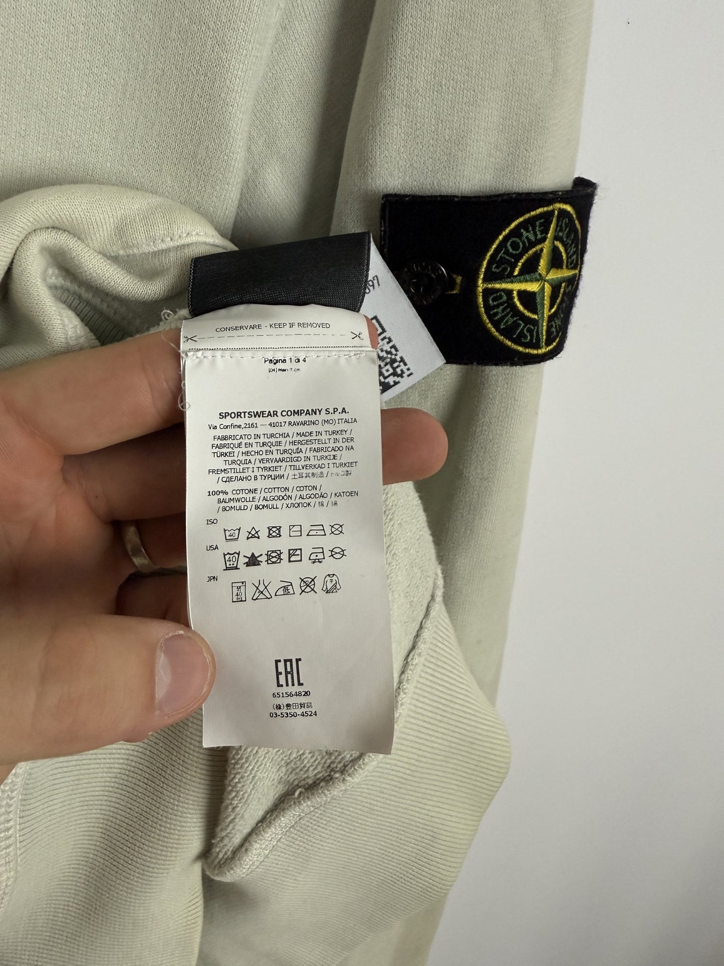 Felpa bianco-panna con zip e collo alto - Taglia L