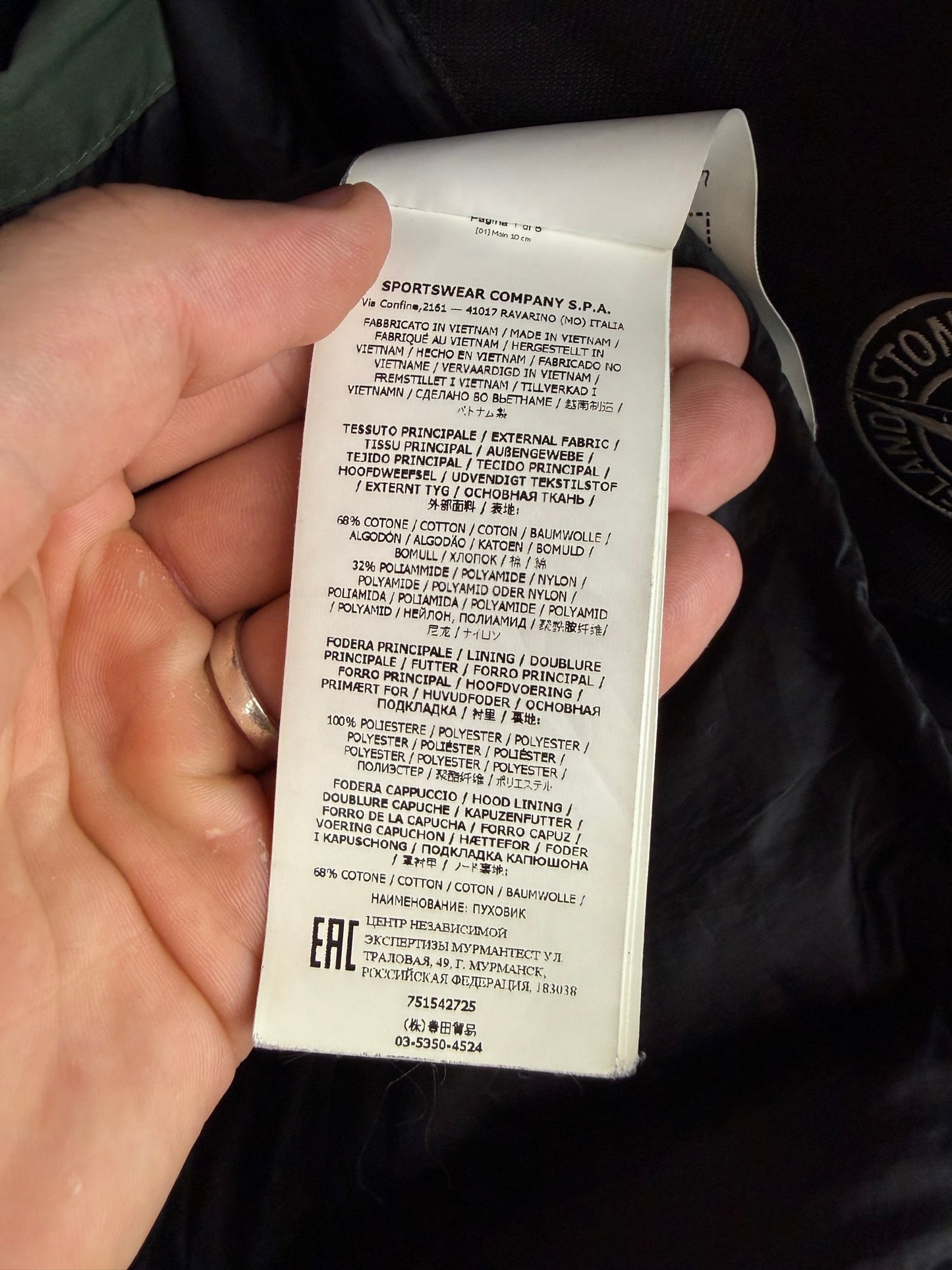 Giacca verde 0-Cotton / R-Nylon Tela Stone Island - Taglia 3XL