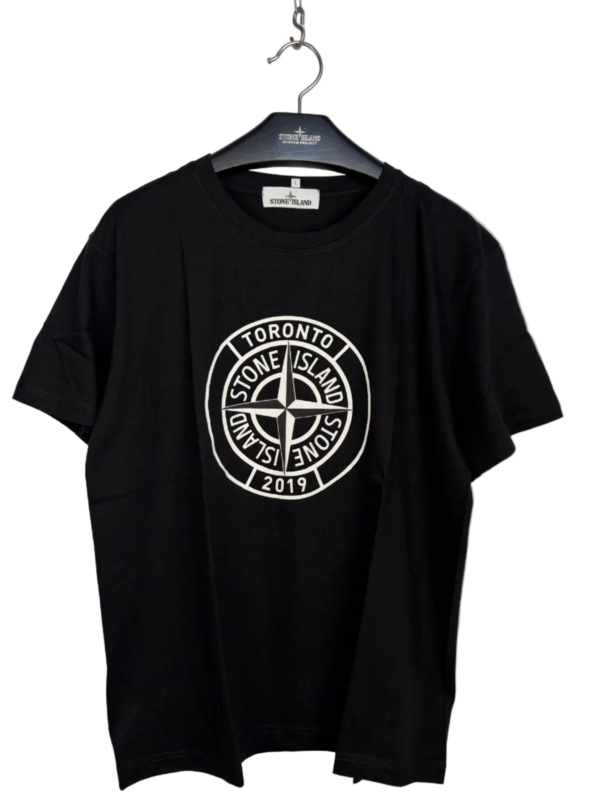 Promotional black t-shirt from the Toronto Stone Island shop - Size L