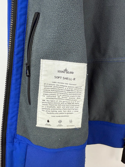 Giacca Soft Shell-R blu con zip e cappuccio Stone Island - Taglia XL