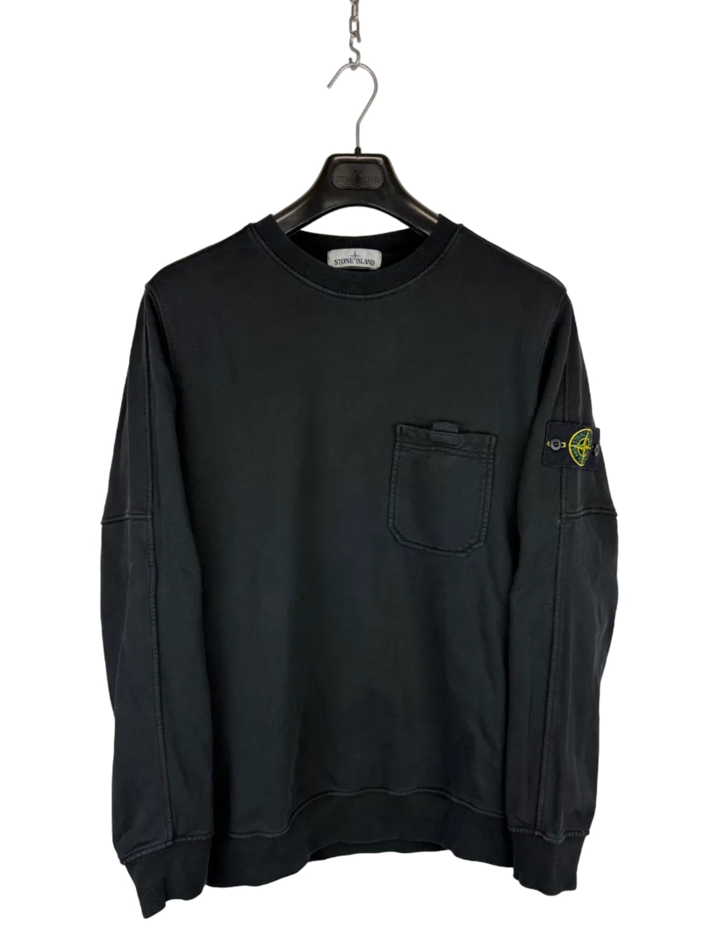 Felpa nera con taschino sul petto Stone Island - Taglia XL