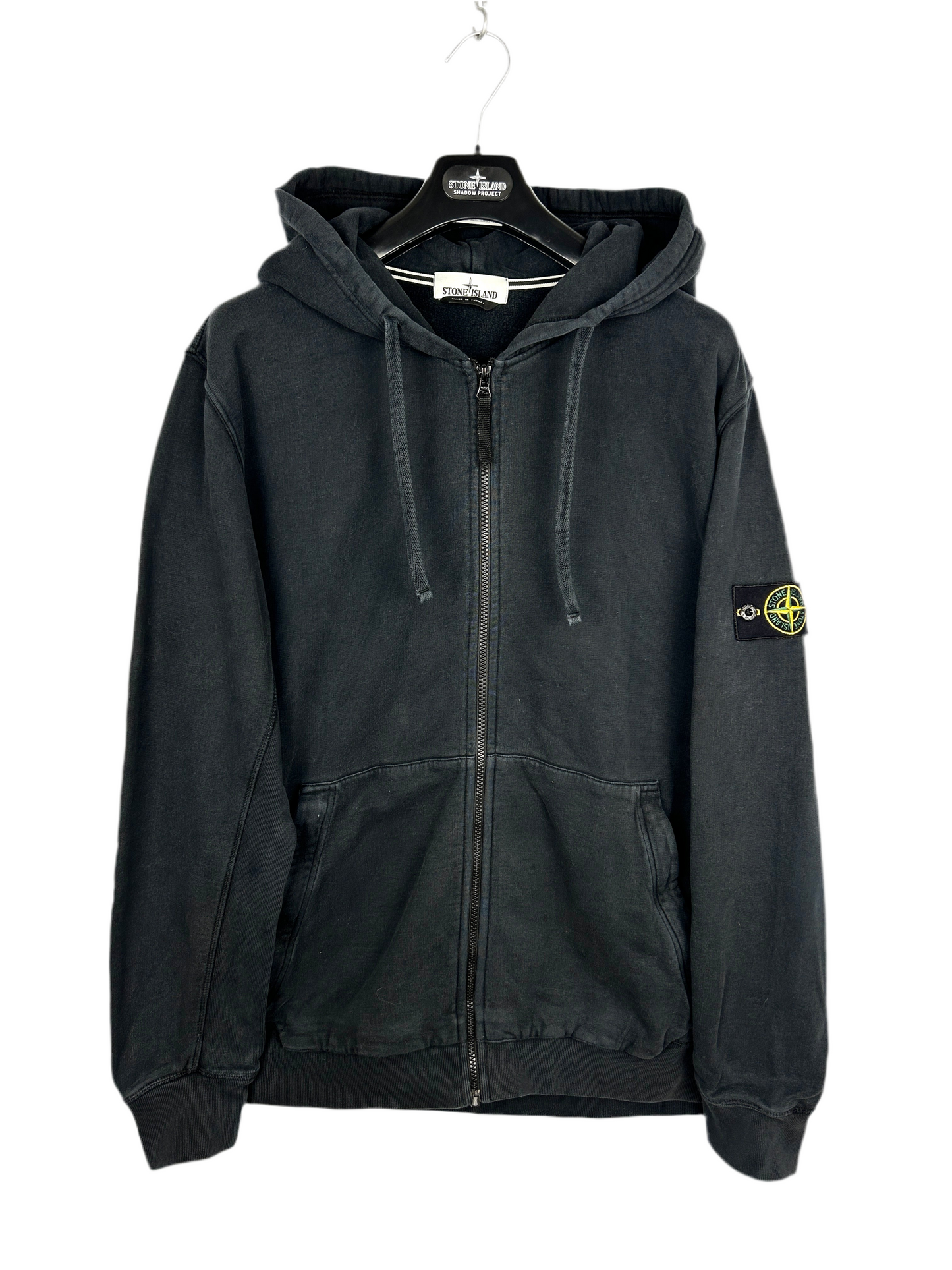 Felpa nera con zip e cappuccio Stone Island - Taglia XXXL