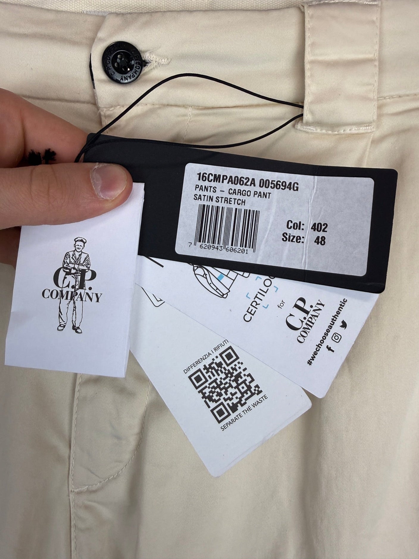 Pantaloni cargo bianco-panna C.P. Company (nuovi con cartellino) - Taglia W32
