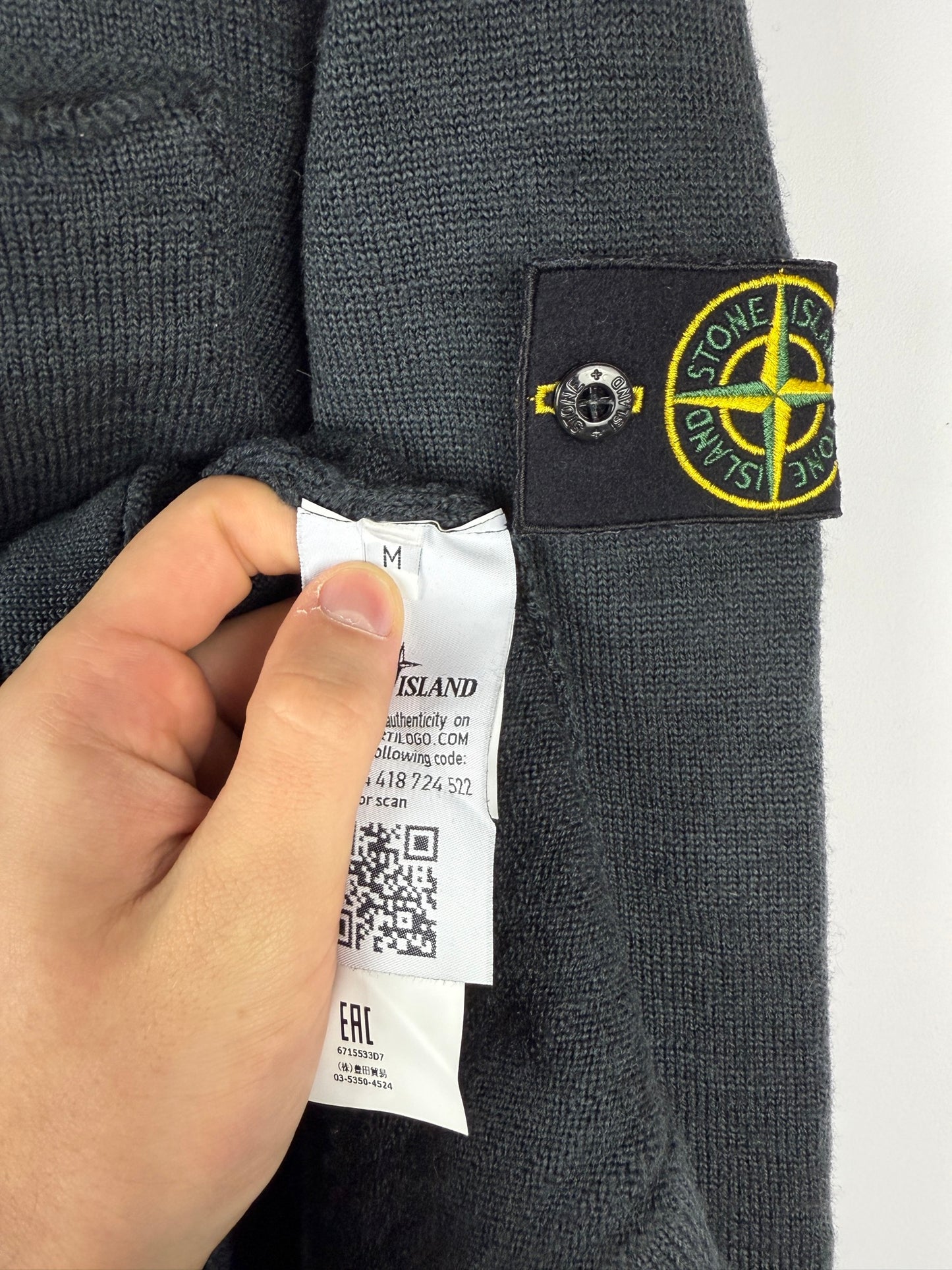 Maglione blu con taschino in lana Stone Island - Taglia M