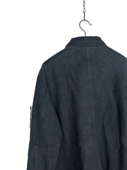 Giacca Ghost Bonded Linen blu navy con chiusura a bottoni Stone Island (nuova con cartellino) - Taglia L