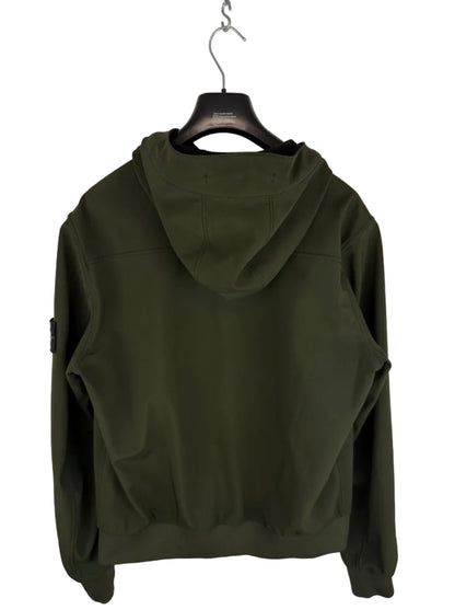Giacca Soft Shell-R verde oliva con zip e cappuccio Stone Island - Taglia XL