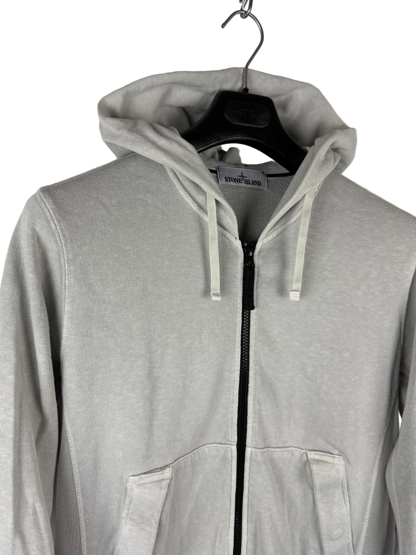 Felpa grigio chiaro con zip e cappuccio Stone Island - Taglia M