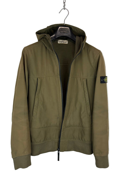 Giacca Soft Shell-R verde con zip e cappuccio Stone Island - Taglia Junior (14 anni, 170cm)