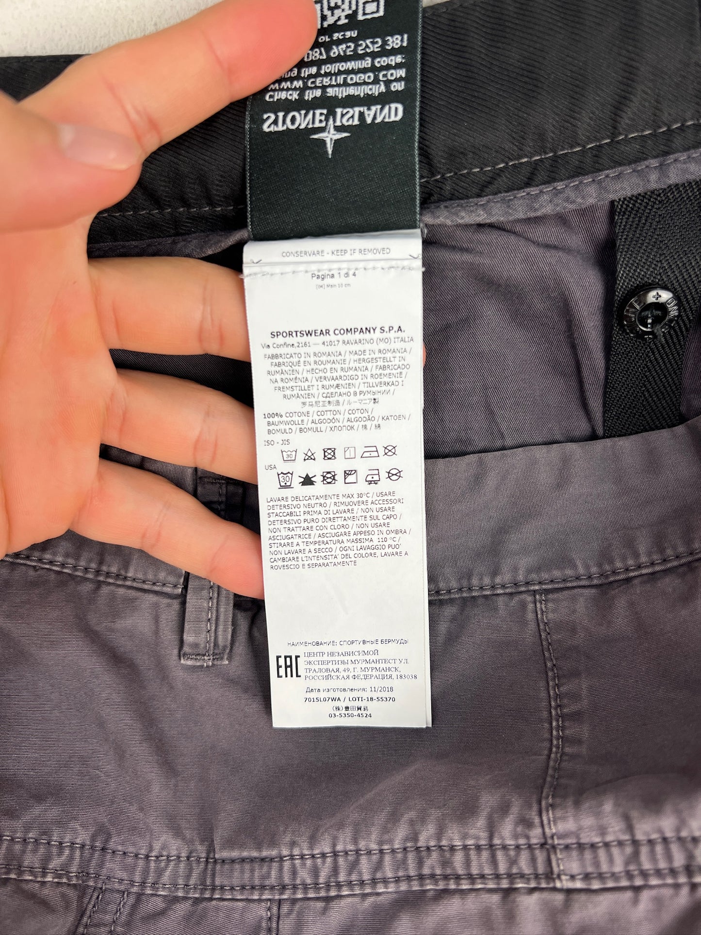 Pantaloncini cargo grigi Stone Island - Taglia W32