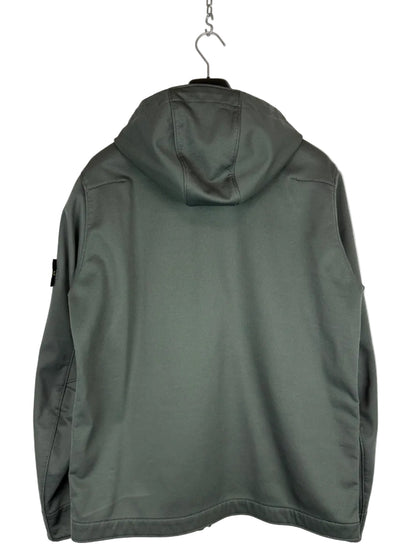 Giacca Soft Shell-R Terry verde petrolio con zip e cappuccio Stone Island - Taglia L