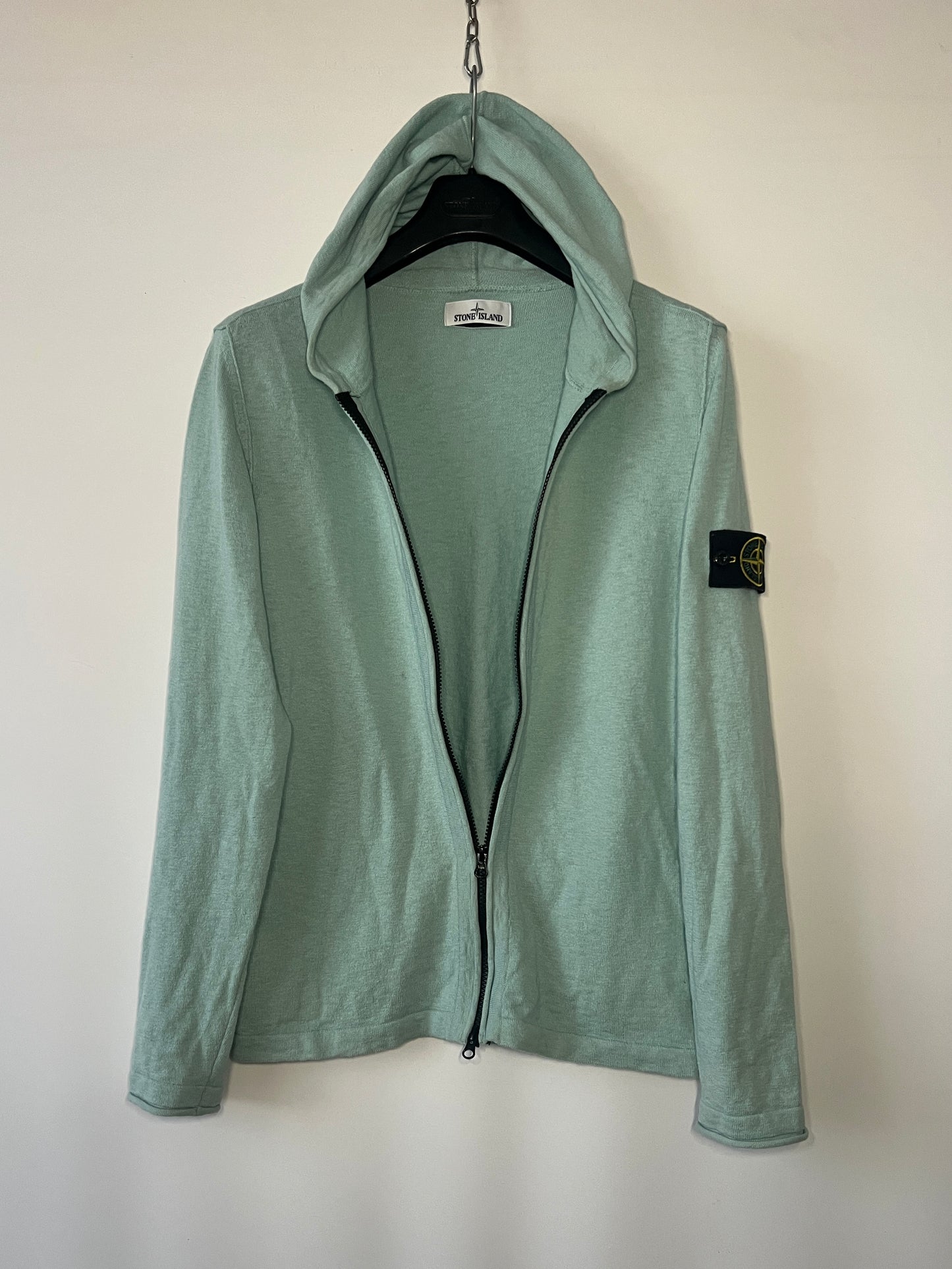 Felpa turchese con zip e cappuccio Stone Island - Taglia L