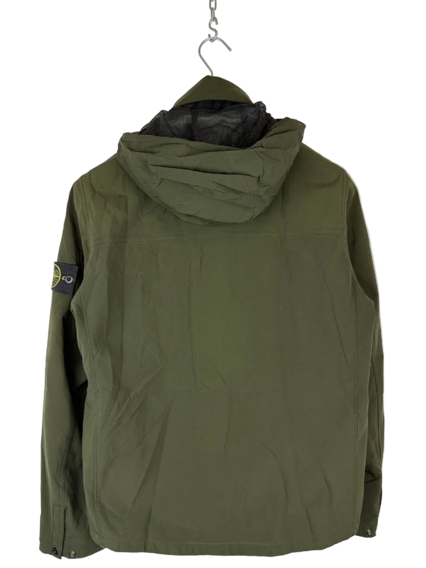 Giacca Soft Shell-R verde con zip e cappuccio a scomparsa Stone Island - Taglia M
