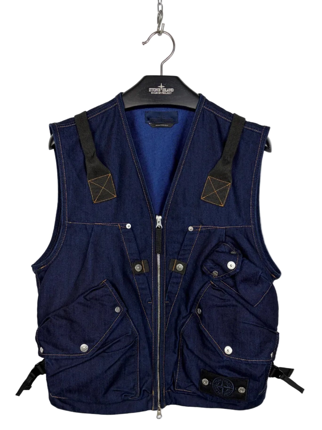 Giacca smanicato blu navy Indigo Polypropylene Denim Light Denim Research Stone Island - Taglia S