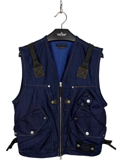 Giacca smanicato blu navy Indigo Polypropylene Denim Light Denim Research Stone Island - Taglia S