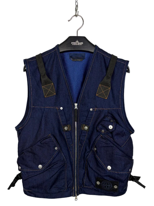 Giacca smanicato blu navy Indigo Polypropylene Denim Light Denim Research Stone Island - Taglia S