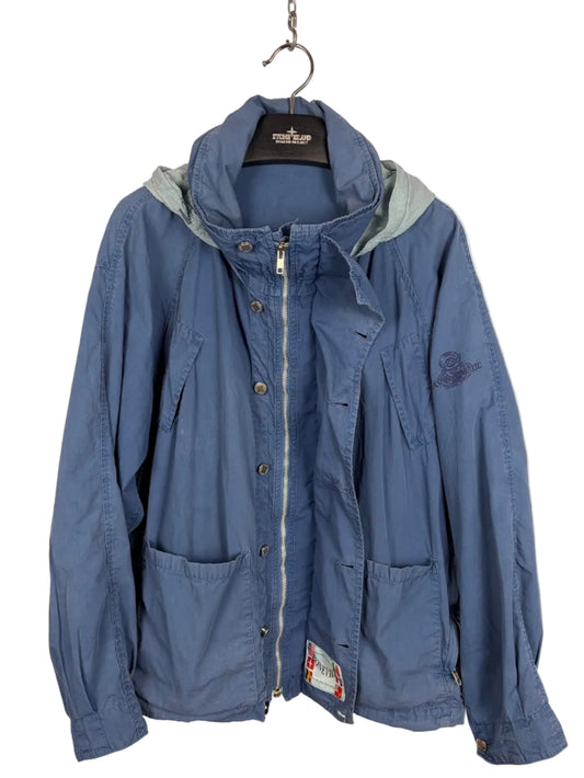 Giacca blu con chiusura zip e bottoni e cappuccio Boneville - Taglia XL
