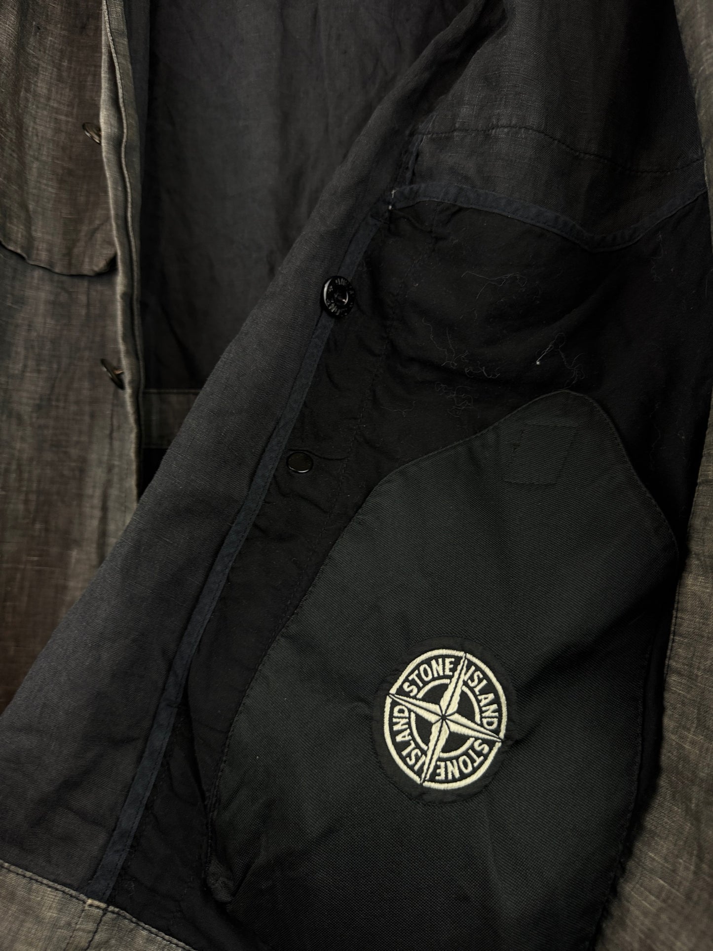 Giacca Vintage grigia in lino con chiusura a bottoni Stone Island - Taglia XL
