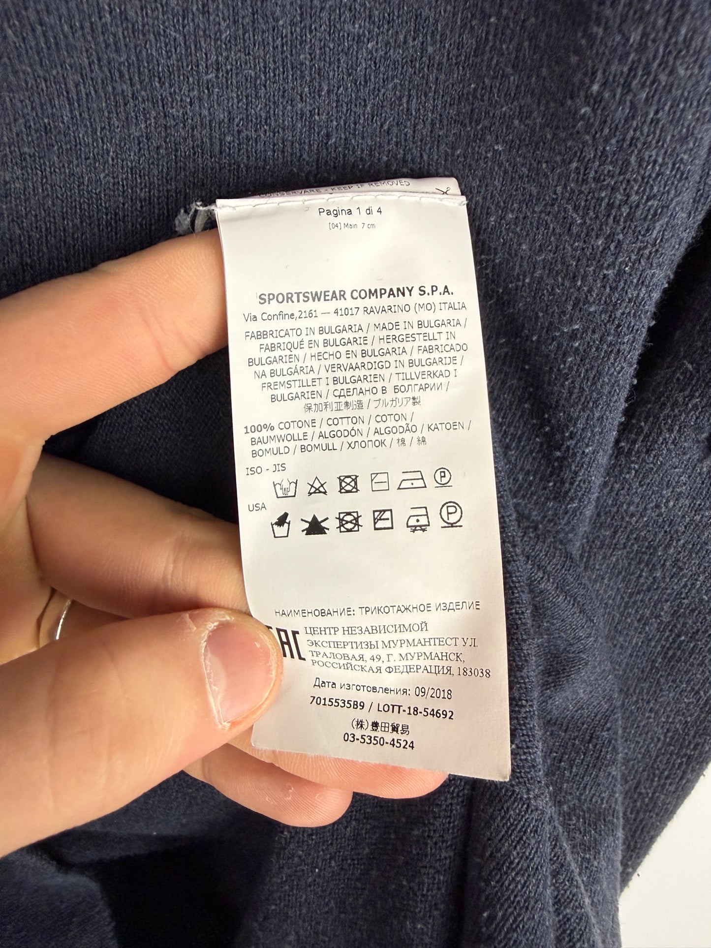 Maglione blu navy con strisce sui polsini Stone Island - Taglia XL