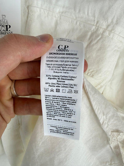 Overshirt bianca con chiusura a zip C.P. Company (nuova con cartellino) - Taglia L