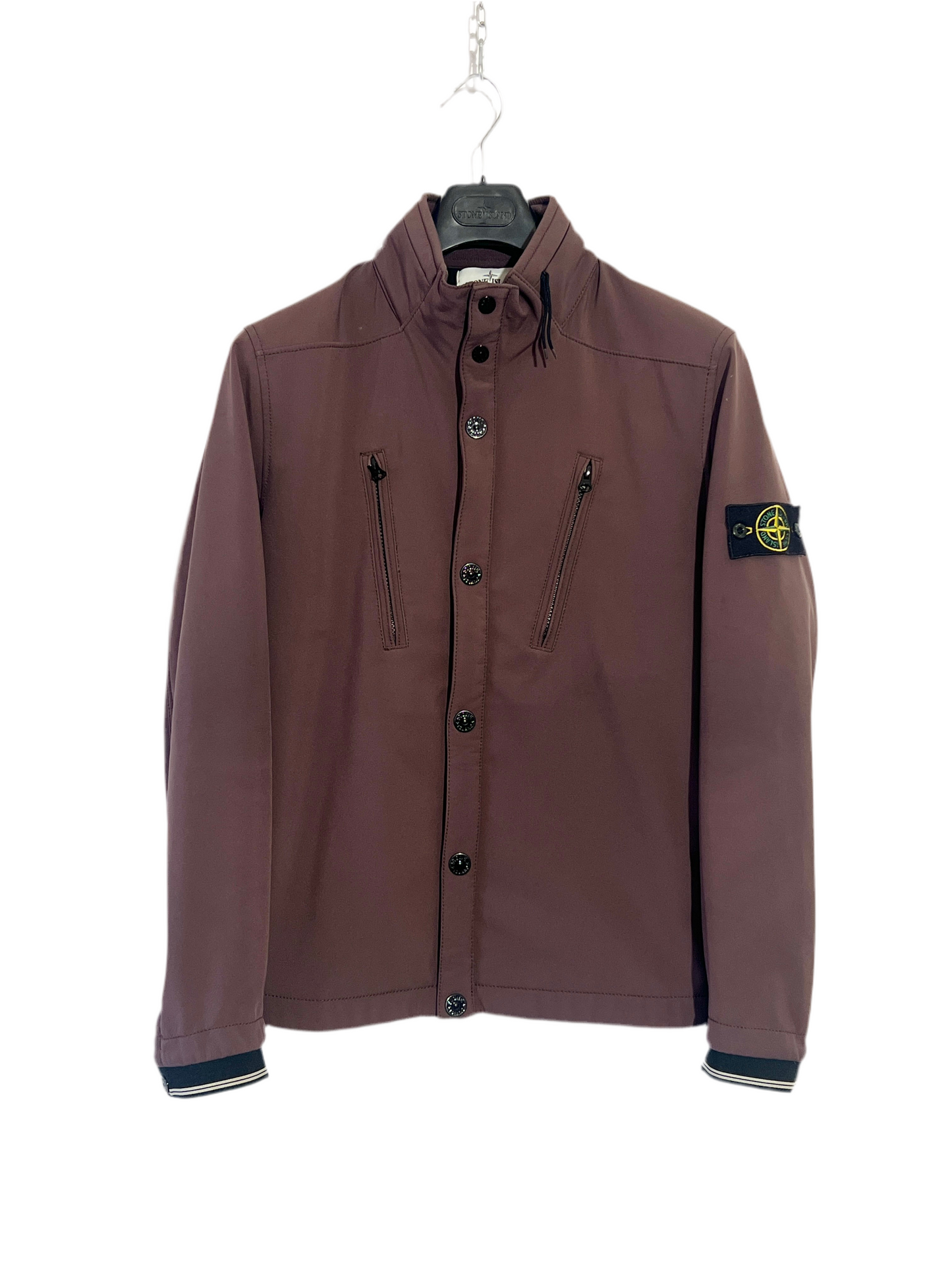 Giacca Soft Shell-R viola con zip e cappuccio a scomparsa Stone Island - Taglia M
