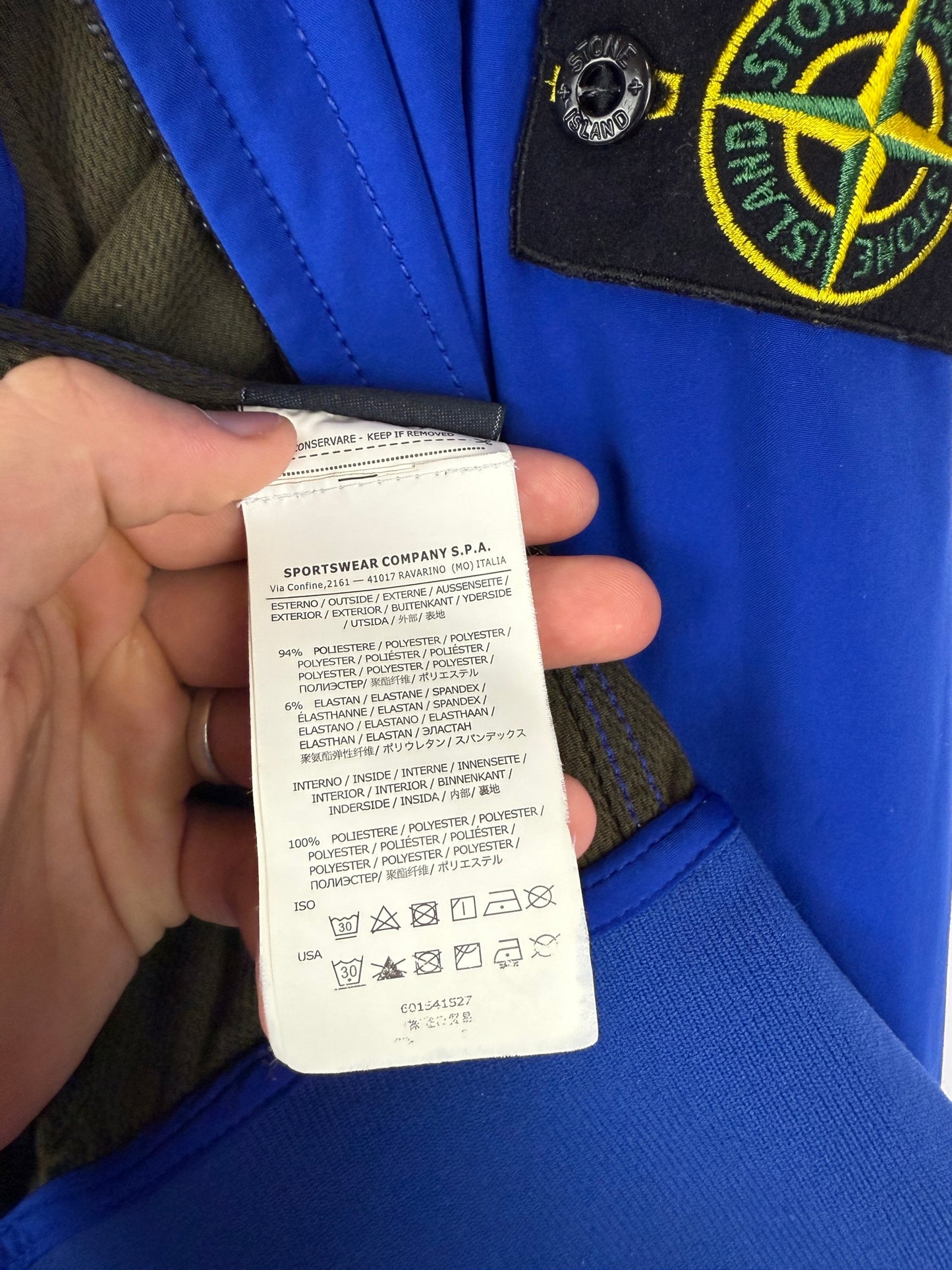 Giacca Light Soft Shell-R blu con zip e cappuccio Stone Island - Taglia XXL
