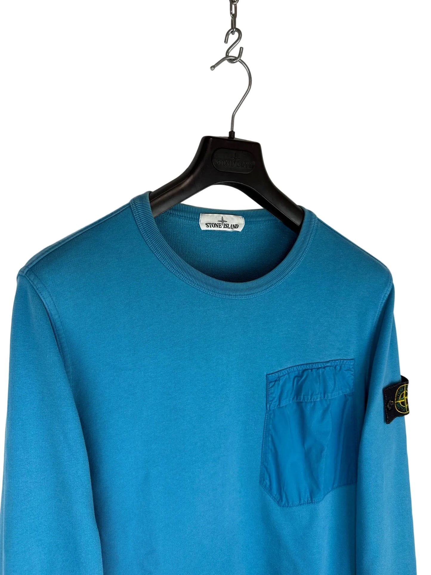 Felpa azzurra blu con taschino sul petto Stone Island - Taglia M