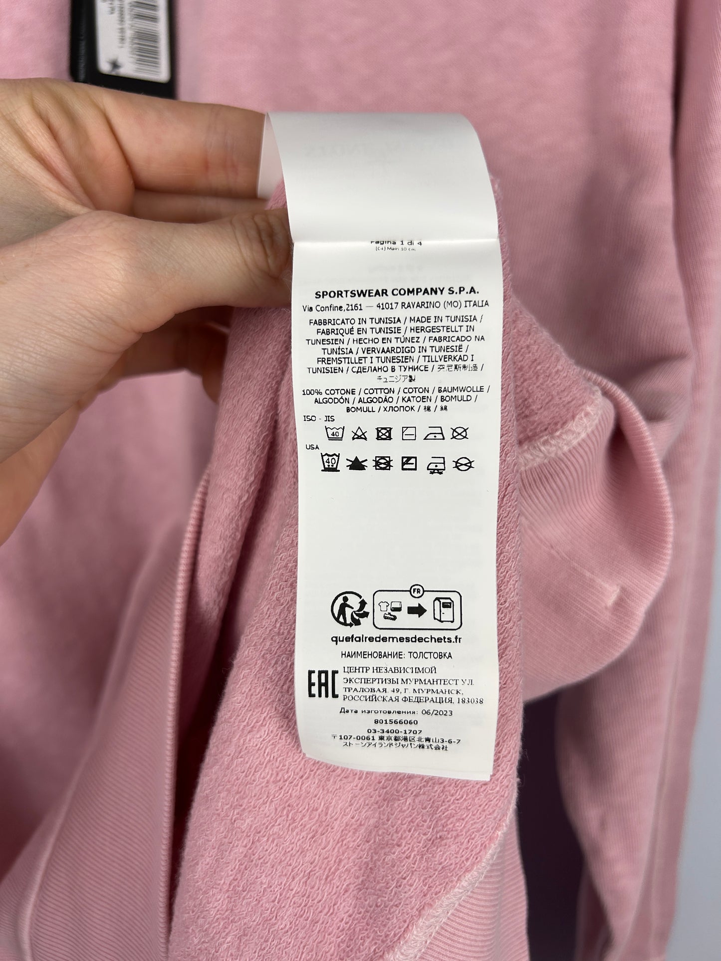 Felpa rosa Stone Island (nuova con cartellino) - Taglia L